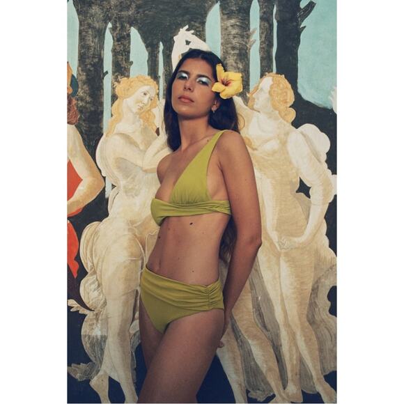 NWT ZARA ASYMMETRIC BIKINI TOP AND BOTTOM. OLIVE GREEN. SIZE SMALL- SET - Picture 8 of 13